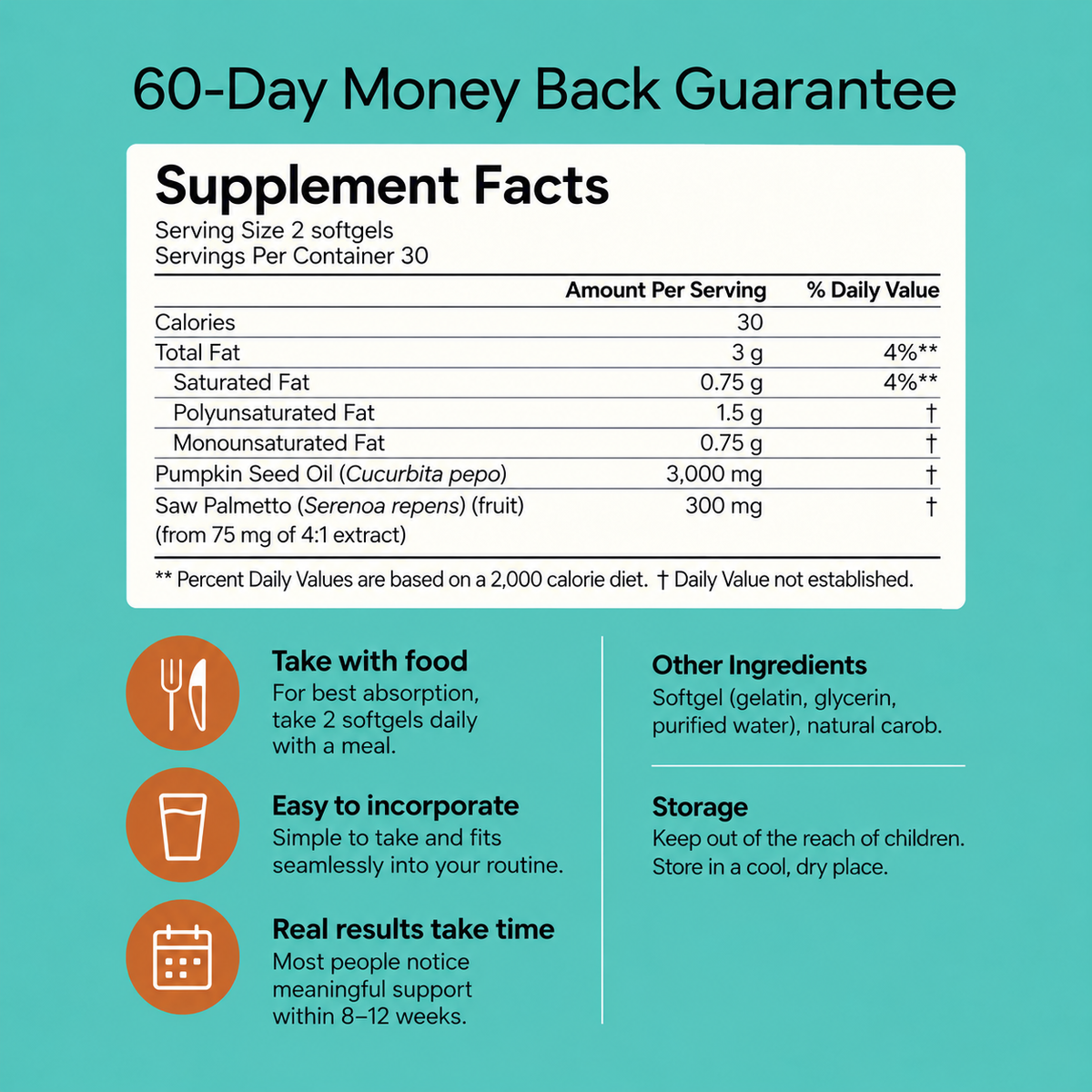 Pumpkin Seed Oil Softgels - Bladder Health Supplement